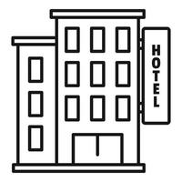 icono de edificio de hotel, estilo de esquema vector