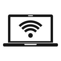 Room service laptop wifi icon, simple style vector