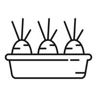 Garden pot carrot icon, outline style vector