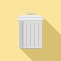 Garbage bin icon, flat style vector