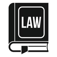 Law book icon, simple style vector