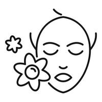 icono de flor cosmética facial, estilo de contorno vector