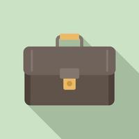 Leather suitcase icon, flat style vector