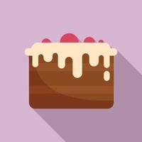 Cream chocolate cake icon, flat style vector