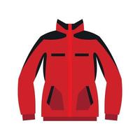 Red sweatshirt with a zipper icon, flat style vector