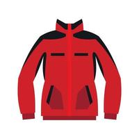 Red sweatshirt with a zipper icon, flat style vector