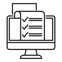 Pc online survey icon, outline style vector