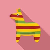 Mexican colorful horse icon, flat style
