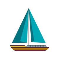 Boat with sails icon, flat style vector