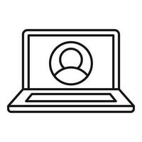 Laptop login icon, outline style vector