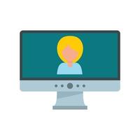 Video conference icon, flat style vector