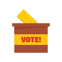 Wood vote box icon, flat style vector