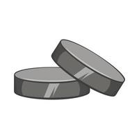 Two hockey pucks icon, cartoon style vector