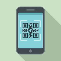 Smartphone qr code icon, flat style vector