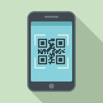 Smartphone qr code icon, flat style