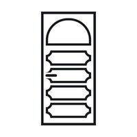 Wooden door with an arched glass icon vector