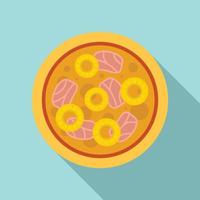 Fruit sausage pizza icon, flat style vector