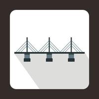 Bridge with triangular supports icon, flat style vector