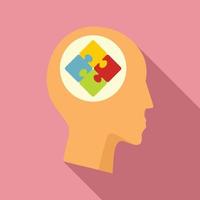 Mental puzzle icon, flat style vector