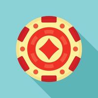 Red casino chip icon, flat style vector