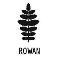 Rowan leaf icon, simple black style vector