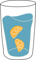 Glass of water with lemon. Set. PNG illustration