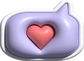 cute 3d heart shape in speech bubble decoration png