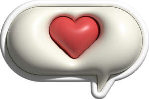 cute 3d heart shape in speech bubble decoration png