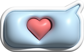 cute 3d heart shape in speech bubble decoration png