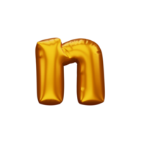 Gold alphabet balloon, metallic text float, 3d rendering png