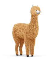 gelukkig schattig alpaca, 3d renderen illustratie png