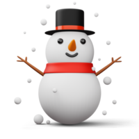 Cute snowman character, merry christmas, 3d rendering png