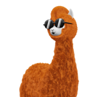 Happy cute alpaca, 3d rendering illustration png