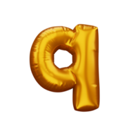 Gold alphabet balloon, metallic text float, 3d rendering png