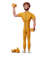 hombre de fitness feliz, ejercicio o fitness para una buena salud, renderizado 3d png