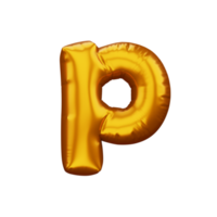 Gold alphabet balloon, metallic text float, 3d rendering png
