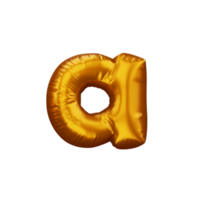 Gold alphabet balloon, metallic text float, 3d rendering png