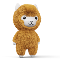 Happy cute alpaca, 3d rendering illustration png