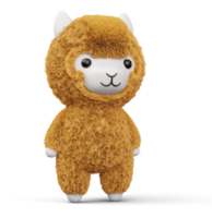 gelukkig schattig alpaca, 3d renderen illustratie png