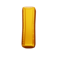 Gold alphabet balloon, metallic text float, 3d rendering png