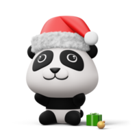 söt panda med jul hatt, Lycklig jul, 3d tolkning png