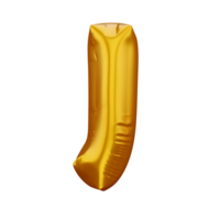 ballon alphabet doré, flotteur de texte métallique, rendu 3d png