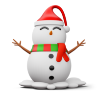 lindo personaje de muñeco de nieve, feliz navidad, renderizado 3d png