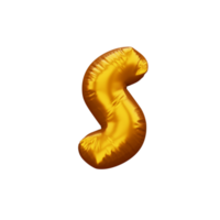 Gold alphabet balloon, metallic text float, 3d rendering png