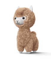 alpaca fofa feliz, ilustração de renderização em 3d png