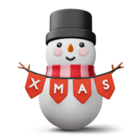 schattig sneeuwman karakter, vrolijk kerstmis, 3d renderen png