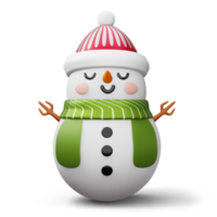süßer schneemanncharakter, frohe weihnachten, 3d-rendering png