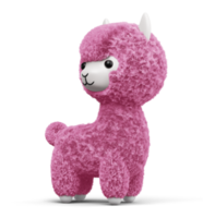 alpaca linda feliz, ilustración de representación 3d png