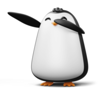 söt pingvin, söt djur, 3d tolkning illustration png