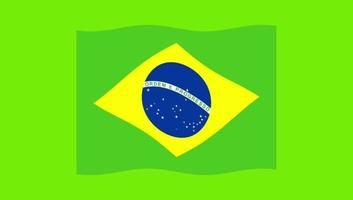 Brasilien flagga är vinka animering grön bakgrund video